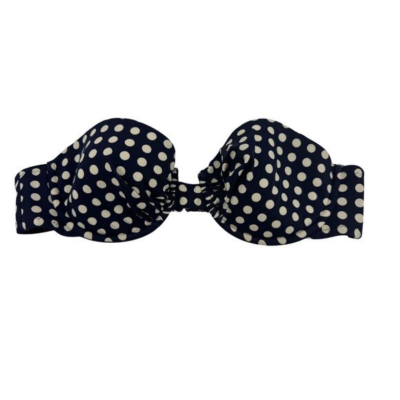 J.Crew Other - J.Crew Womens Strapless Bikini Top Swimwear Size 3B Navy Cream Polka Dot Padded